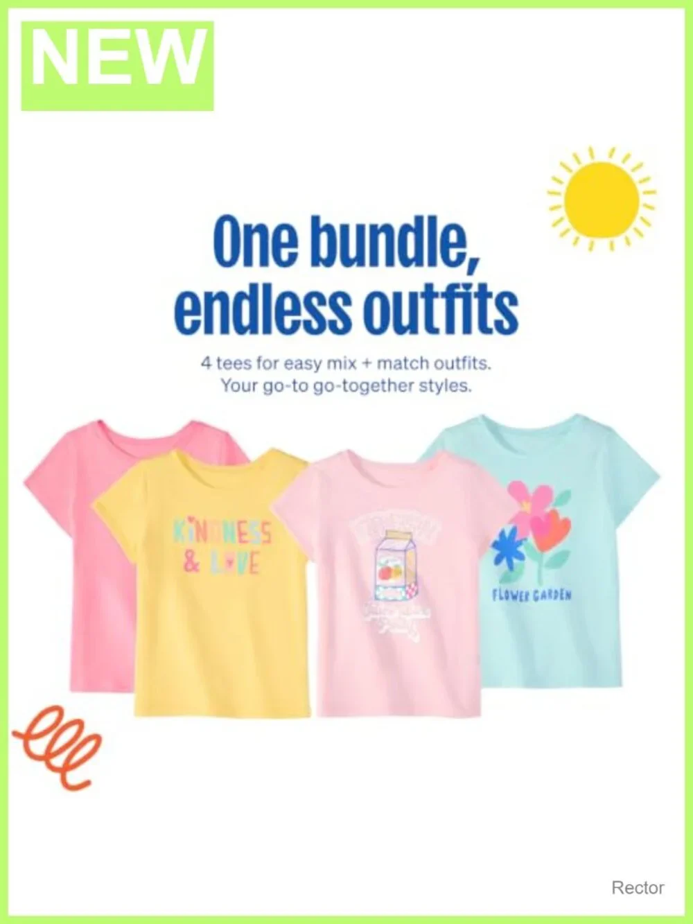 Toddler Girls 4-Pack Short Sleeve Crew Neck Tee T-Shirt Set